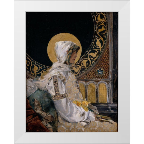 In Prayer White Modern Wood Framed Art Print by Sorolla, Joaquin