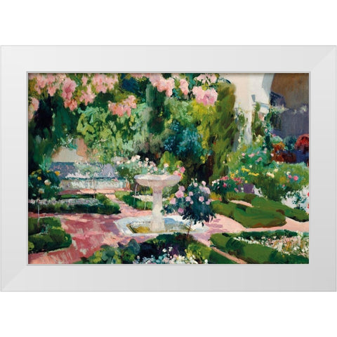 Garden at the Sorolla House White Modern Wood Framed Art Print by Sorolla, Joaquin