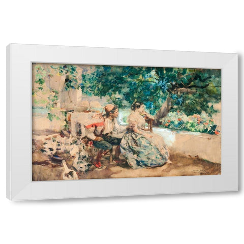 Summer cloud White Modern Wood Framed Art Print by Sorolla, Joaquin