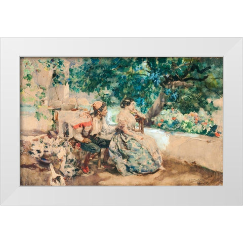 Summer cloud White Modern Wood Framed Art Print by Sorolla, Joaquin