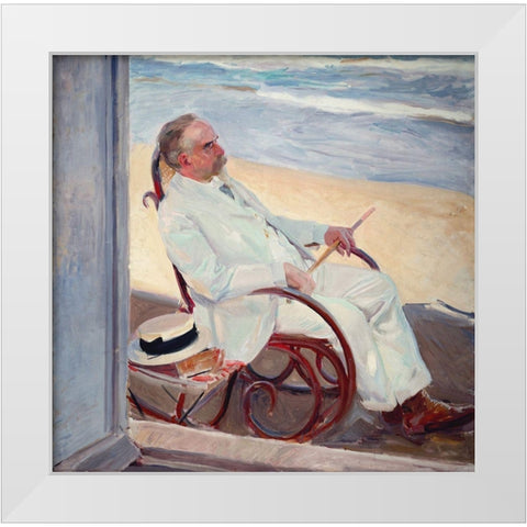 Antonio GarcÃa at the Beach White Modern Wood Framed Art Print by Sorolla, Joaquin