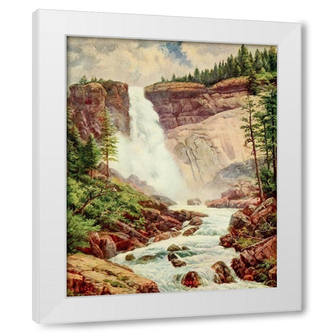 Nevada Fall-Yosemite from On Sunset Highways 1921 White Modern Wood Framed Art Print by Bagg, Henry