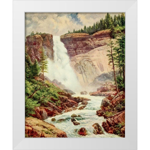 Nevada Fall-Yosemite from On Sunset Highways 1921 White Modern Wood Framed Art Print by Bagg, Henry