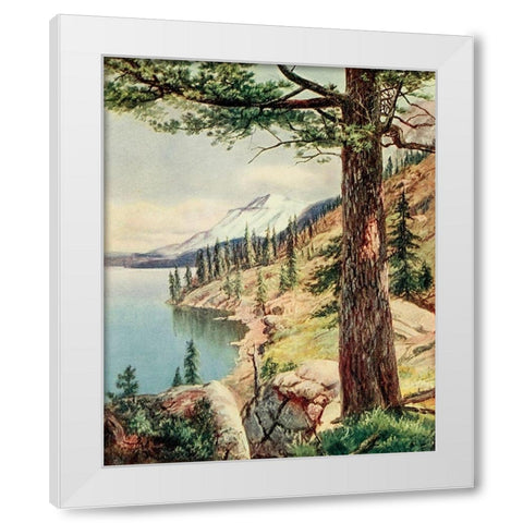 On the Shore of Lake Tahoe from On Sunset Highways 1921 White Modern Wood Framed Art Print by Bagg, Henry