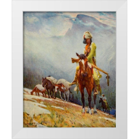 Breed Trapper from Scribners 56 1904 White Modern Wood Framed Art Print by Dunton, William