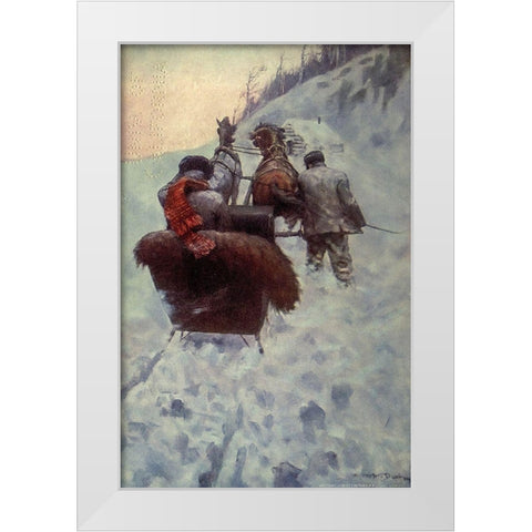 In the Snow from Winston of the Prairie 1908 White Modern Wood Framed Art Print by Dunton, William
