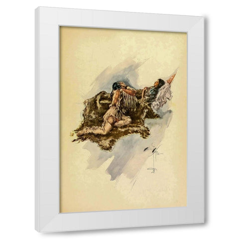 Indian Woman from The Song of Hiawatha 1906 White Modern Wood Framed Art Print by Fisher, Harrison
