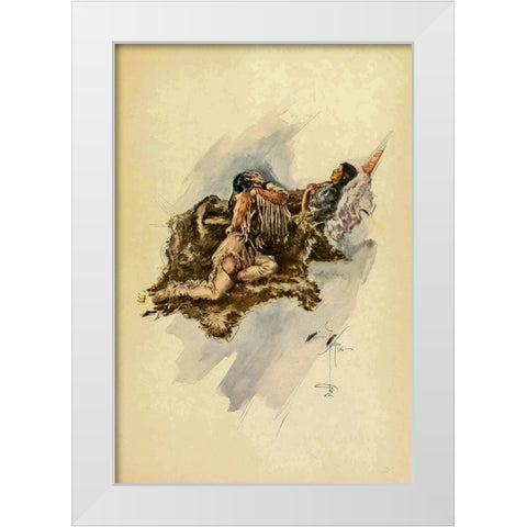 Indian Woman from The Song of Hiawatha 1906 White Modern Wood Framed Art Print by Fisher, Harrison