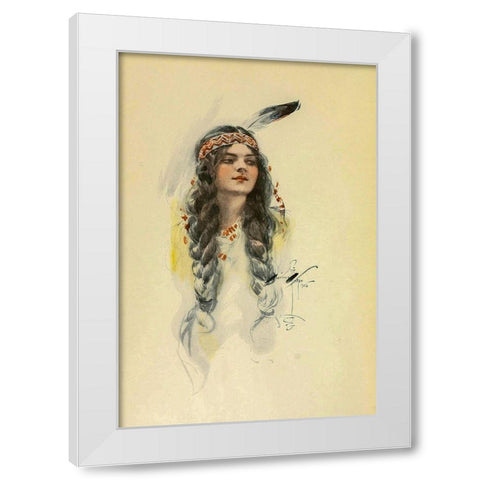 Minnehaha from The Song of Hiawatha 1906 White Modern Wood Framed Art Print by Fisher, Harrison