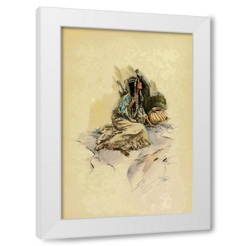 Indian Woman with pot from The Song of Hiawatha 1906 White Modern Wood Framed Art Print by Fisher, Harrison