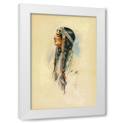 Indian Woman from The Song of Hiawatha 1906 White Modern Wood Framed Art Print by Fisher, Harrison