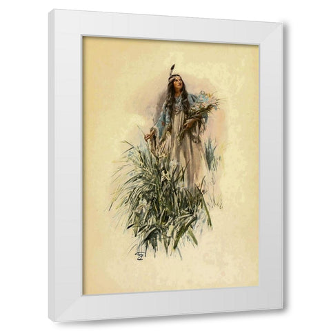 The Lonely Maiden from The Song of Hiawatha 1906 White Modern Wood Framed Art Print by Fisher, Harrison
