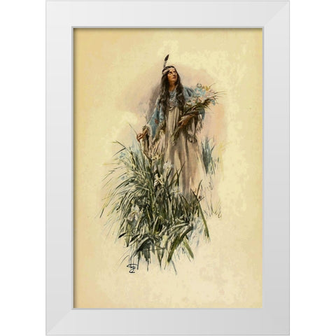 The Lonely Maiden from The Song of Hiawatha 1906 White Modern Wood Framed Art Print by Fisher, Harrison