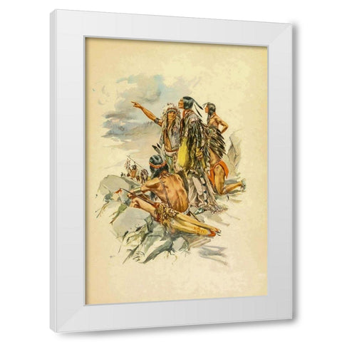 To the Mountains from The Song of Hiawatha 1906 White Modern Wood Framed Art Print by Fisher, Harrison