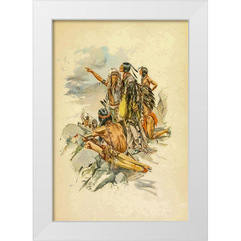 To the Mountains from The Song of Hiawatha 1906 White Modern Wood Framed Art Print by Fisher, Harrison