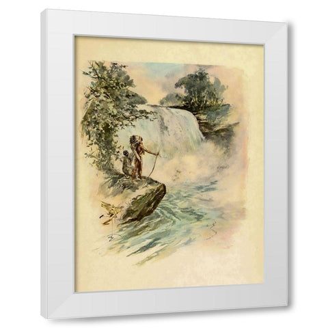 Waterfall from The Song of Hiawatha 1906 White Modern Wood Framed Art Print by Fisher, Harrison