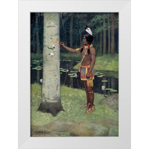 Each figure had a meaning from Story of Hiawatha 1910 White Modern Wood Framed Art Print by Kirk, Maria