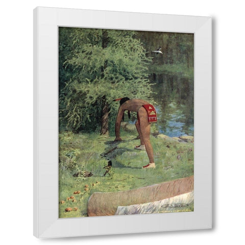 Give me of your roots from Story of Hiawatha 1910 White Modern Wood Framed Art Print by Kirk, Maria