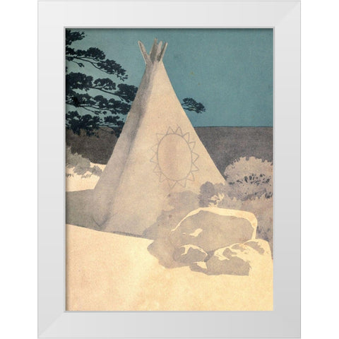 Tee-pee from Story of Hiawatha 1910 White Modern Wood Framed Art Print by Kirk, Maria