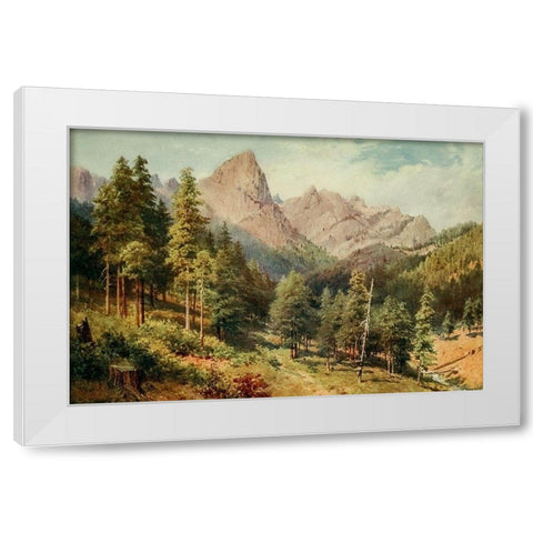 Castle Crag-Rattlesnake Canyon-California 1914 White Modern Wood Framed Art Print by Palmer, Sutton