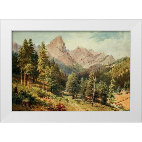 Castle Crag-Rattlesnake Canyon-California 1914 White Modern Wood Framed Art Print by Palmer, Sutton