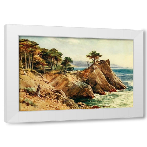 Cypress Point near Carmel-California 1914 White Modern Wood Framed Art Print by Palmer, Sutton
