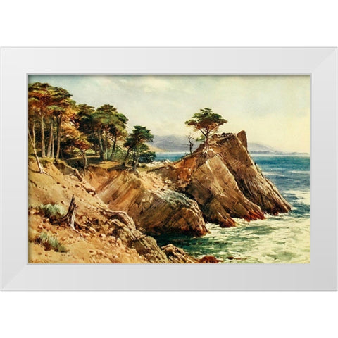 Cypress Point near Carmel-California 1914 White Modern Wood Framed Art Print by Palmer, Sutton