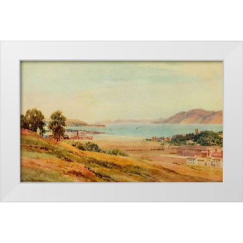 Golden Gate and Black Point-San Francisco-California 1914 White Modern Wood Framed Art Print by Palmer, Sutton