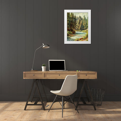 McCloud River-Sacramento Valley-California 1914 White Modern Wood Framed Art Print by Palmer, Sutton