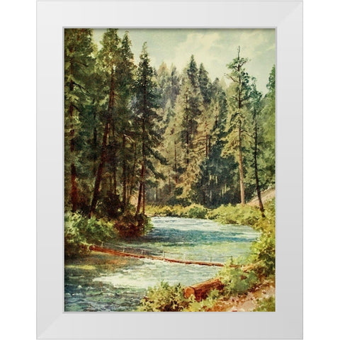 McCloud River-Sacramento Valley-California 1914 White Modern Wood Framed Art Print by Palmer, Sutton