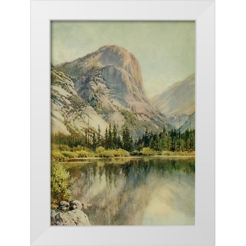 Mirror Lake-Yosemite-California 1914 White Modern Wood Framed Art Print by Palmer, Sutton