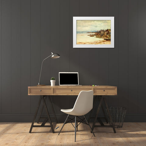 Pescadera-Chinese fishing village in Monterey Bay-California 1914 White Modern Wood Framed Art Print by Palmer, Sutton