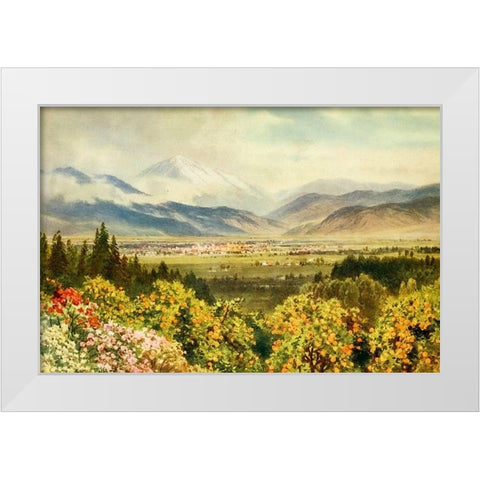 Redlands-looking towards San Bernardino Range-California 1914 White Modern Wood Framed Art Print by Palmer, Sutton