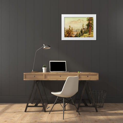 Shasta-California 1914 White Modern Wood Framed Art Print by Palmer, Sutton