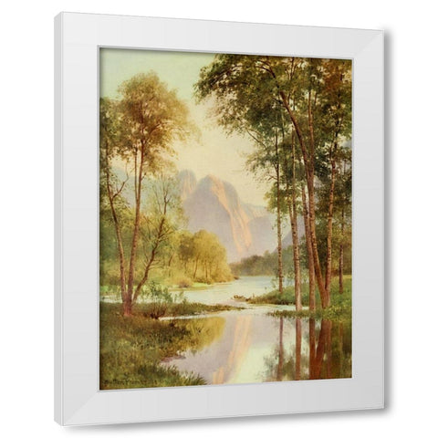 The Three Brothers-Yosemite Valley-California 1914 White Modern Wood Framed Art Print by Palmer, Sutton