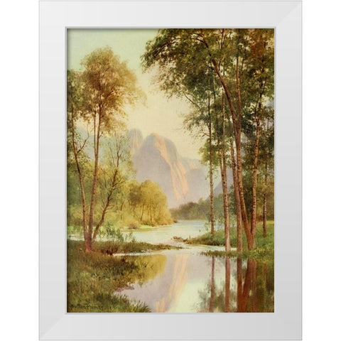 The Three Brothers-Yosemite Valley-California 1914 White Modern Wood Framed Art Print by Palmer, Sutton