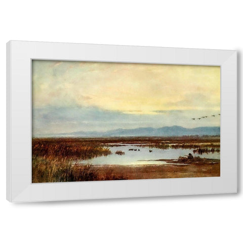 Waiting for duck-Los Banos-California 1914 White Modern Wood Framed Art Print by Palmer, Sutton
