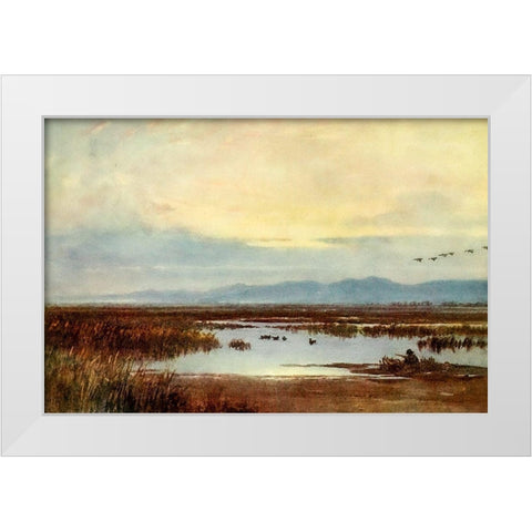 Waiting for duck-Los Banos-California 1914 White Modern Wood Framed Art Print by Palmer, Sutton