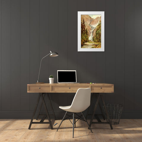 Yosemite Falls-California 1914 White Modern Wood Framed Art Print by Palmer, Sutton