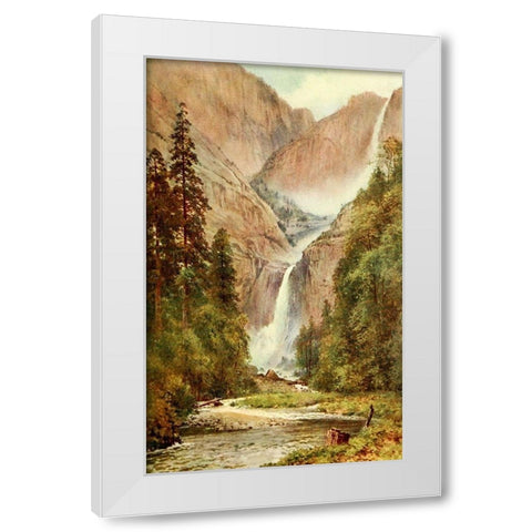Yosemite Falls-California 1914 White Modern Wood Framed Art Print by Palmer, Sutton