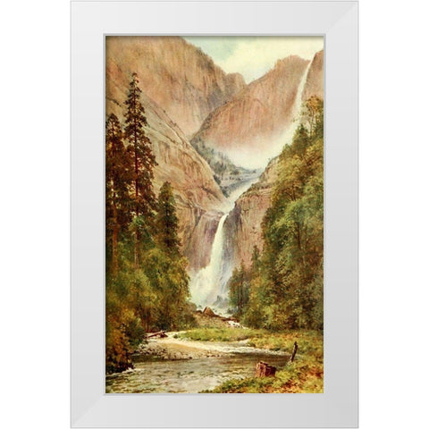 Yosemite Falls-California 1914 White Modern Wood Framed Art Print by Palmer, Sutton