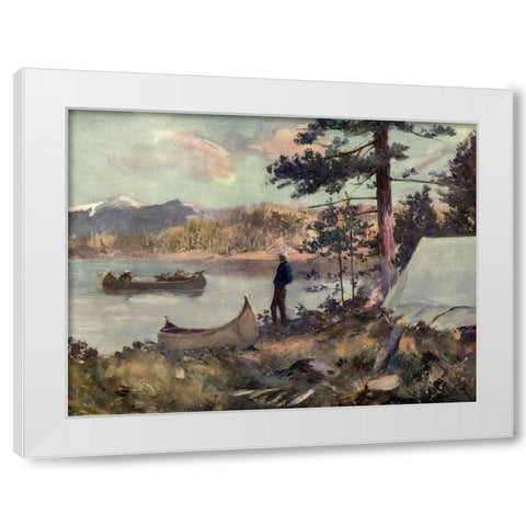 A Sportmans Camp White Modern Wood Framed Art Print by Canadian Pacific Railway