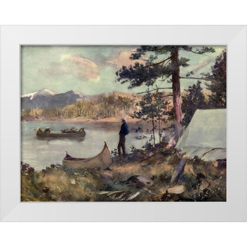 A Sportmans Camp White Modern Wood Framed Art Print by Canadian Pacific Railway