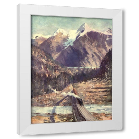The Selkirks White Modern Wood Framed Art Print by Canadian Pacific Railway