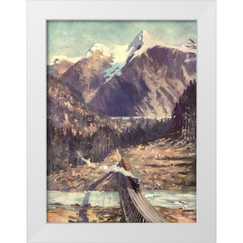 The Selkirks White Modern Wood Framed Art Print by Canadian Pacific Railway