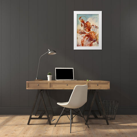Cutting out White Modern Wood Framed Art Print by Wyeth, Newell