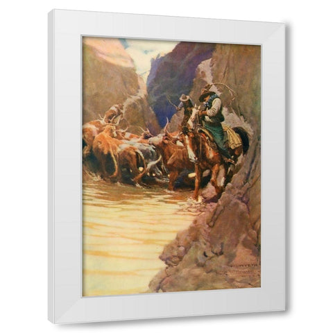 Rounding up White Modern Wood Framed Art Print by Wyeth, Newell