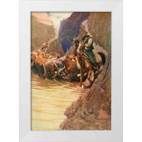 Rounding up White Modern Wood Framed Art Print by Wyeth, Newell