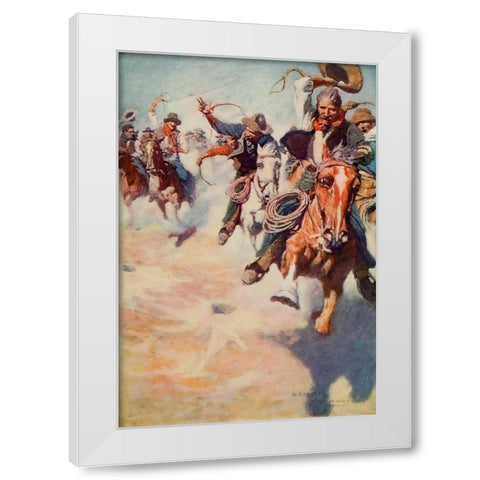The wild race for dinner White Modern Wood Framed Art Print by Wyeth, Newell