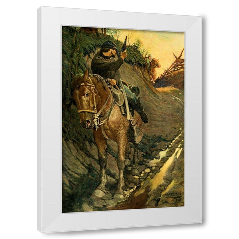 I got behind a turn and fired White Modern Wood Framed Art Print by Wyeth, Newell